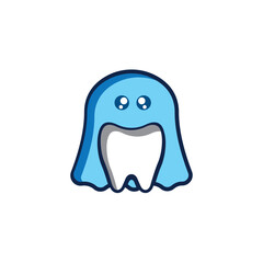 cute ghost dental doodle vector design.