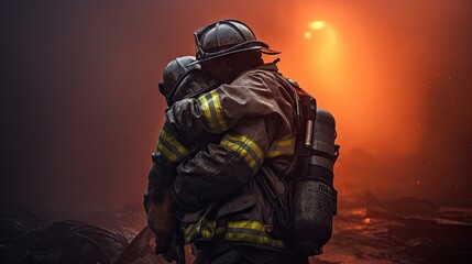 Close-up of firefighters wearing masks. Fight wildfires as climate change and global warming drive wildfire trends around the world