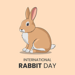 Vector graphic of easter bunny cartoon or rabbit with brown fur good for international rabbit day