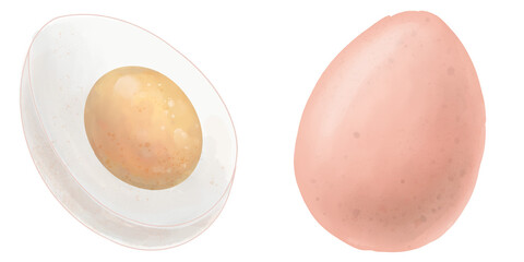 Set of eggs isolated: A Cute Decorative Boiled Egg Cartoon Drawing Element