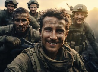 A group of military men - obrazy, fototapety, plakaty