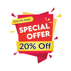 20 off sale Banner Design for special offer, promotion and advertising, vector stock
