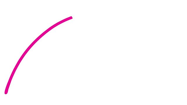 Animated linear magenta symbol of arrow is drawn. Hand drawn pink arrow points to the right. Vector illustration isolated on white background.
