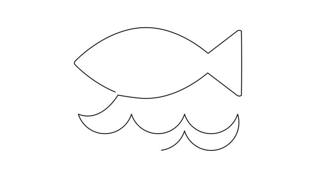 Continuous Line Fish Icon, Monoline Fishing Symbol, One Line Tuna Silhouette, Salmon Sign, Fish Endless Shape