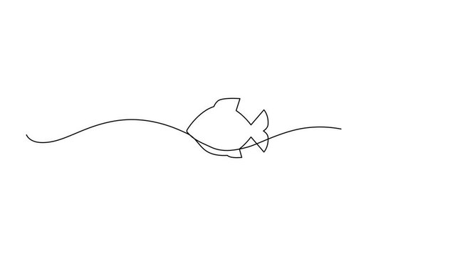 Continuous Line Fish Icon, Monoline Fishing Symbol, One Line Tuna Silhouette, Salmon Sign, Fish Endless Shape