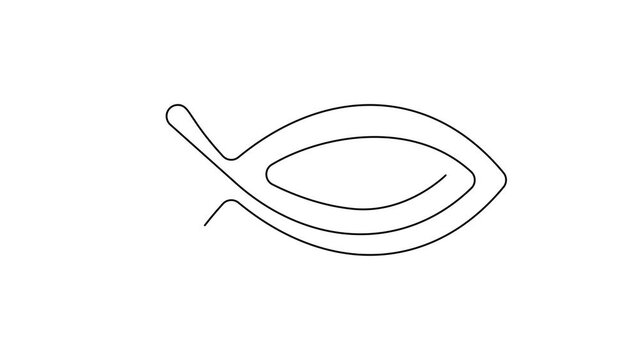 Continuous Line Fish Icon, Monoline Fishing Symbol, One Line Tuna Silhouette, Salmon Sign, Fish Endless Shape