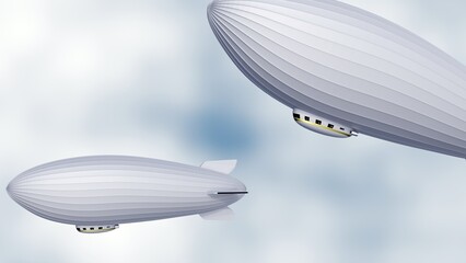 close up airship or dirigible balloon in the sky 3d rendering © Love Employee