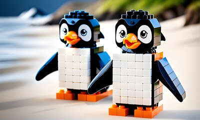 Charming Penguin in a Block World Wonderland_Generative AI