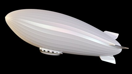 Obraz premium Isolated airship or dirigible balloon in the black background 3d rendering