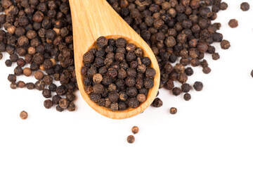 Black pepper isolated on the white background