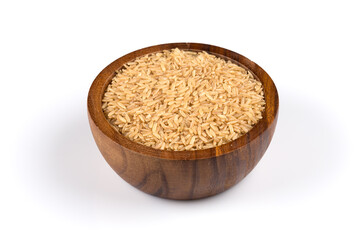 Rice in wooden bowl