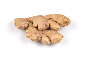 fresh ginger on white background