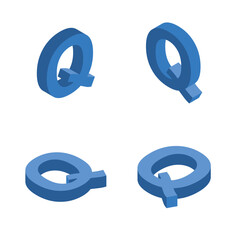 Isometric letter Q. Template for creating logos.