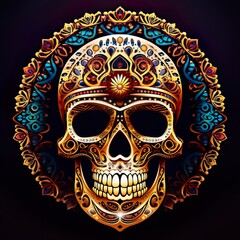 Fototapeta premium Mexican skull design day of dead dia de los muertos