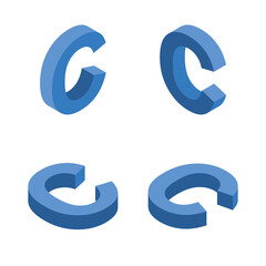 Isometric letter C. Template for creating logos.