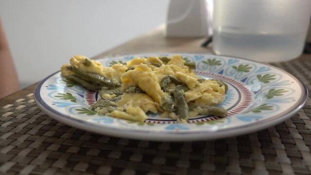 Egg and nopal on a plate for breakfast