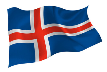 アイスランド　国　 国旗　アイコン	 - obrazy, fototapety, plakaty