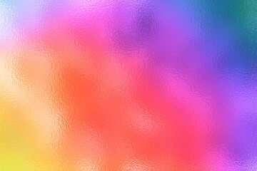 Holographic texture. Rainbow foil. Iridescent, background. Holo gradient. Hologram shine effect. Pearlescent metal sparkly surface for design prints. Pastel color. Neon wallpaper. 