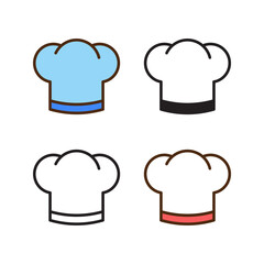 chef hat icon in 4 style: flat, glyph, outline, duotone