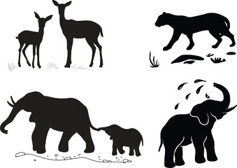 Animals silhouette at the savannah