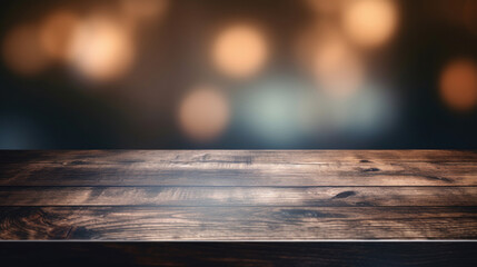 Empty black table on blurred gently bokeh background