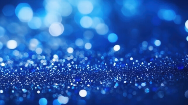 Blue glitter particles abstract background