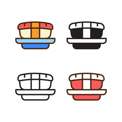 sushi icon in 4 style: flat, glyph, outline, duotone design