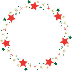 クリスマスカラーの丸いフレームのベクター素材