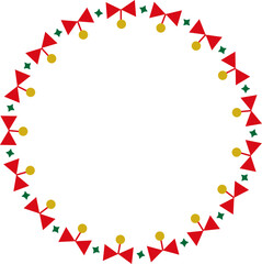 クリスマスカラーのリボンの丸いフレームのベクター素材