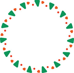 クリスマスカラーの丸いフレームのベクター素材