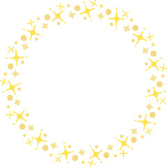 キラキラ金色に輝く丸いフレームのベクター素材