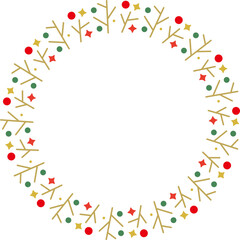 クリスマスカラーの丸いフレームのベクター素材