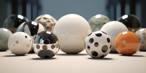 Group of striped black and white balls.Black and white Ball Images