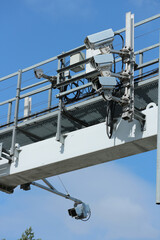 Cameras for recording speeding on the road. Traffic monitoring point.