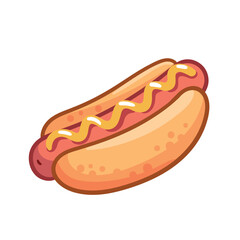 Hot dog in cartoon style. Vector illustration.