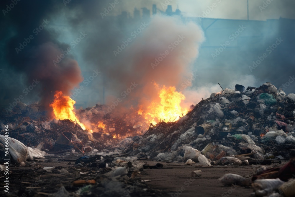 Aufkleber a garbage dump is on fire.