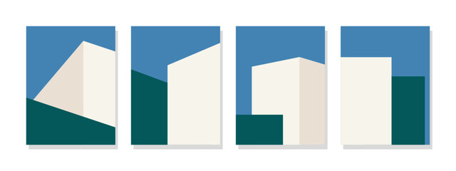 Minimalist architecture artwork with modern geometric patterns for decorative frames. Ideal for wall art, prints, decor, interiors, and covers.