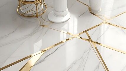 Fototapeta na wymiar Premium Marble Tiles and Flooring Design in exclusive white-gold pattern with 8k Regulation