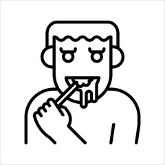 Brush teeth black line icon. Routine. Pictogram for web page. vector illustration on white background