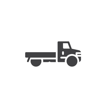 Tow truck side view vector icon