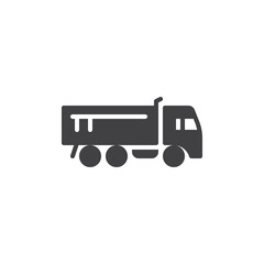 Dump truck side view vector icon