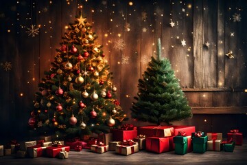 Fototapeta na wymiar Christmas Tree with some Presents under it