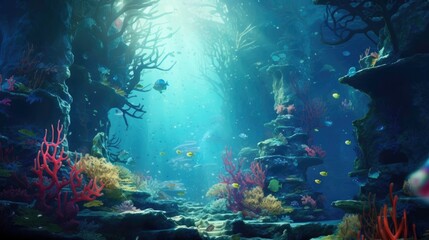 Fototapeta na wymiar Colorful coral reef underwater in the sea with beautiful light. 