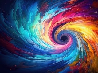 A swirling vortex of vibrant colors merging and blending in a dynamic and energetic abstract background. 4K