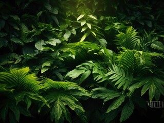Top view of tropical Green leaves texture and abstract background., Nature concept.