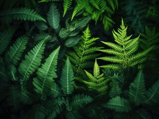 Top view of tropical Green leaves texture and abstract background., Nature concept.
