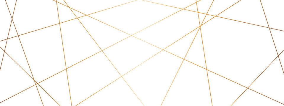 Abstract luxury gold lines with many squares and triangles shape background. Geometric random chaotic lines background.