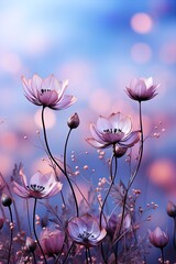 Obraz premium Floral abstract pastel background. Violet flowers in soft style for wedding or valentine's day card