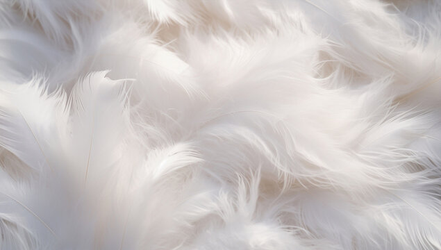 Macro closeup feather textured pattern fluffy soft bird white abstract background decorative design light