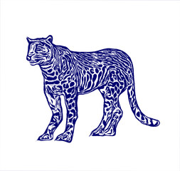 sketch of a tiger with a transparent background